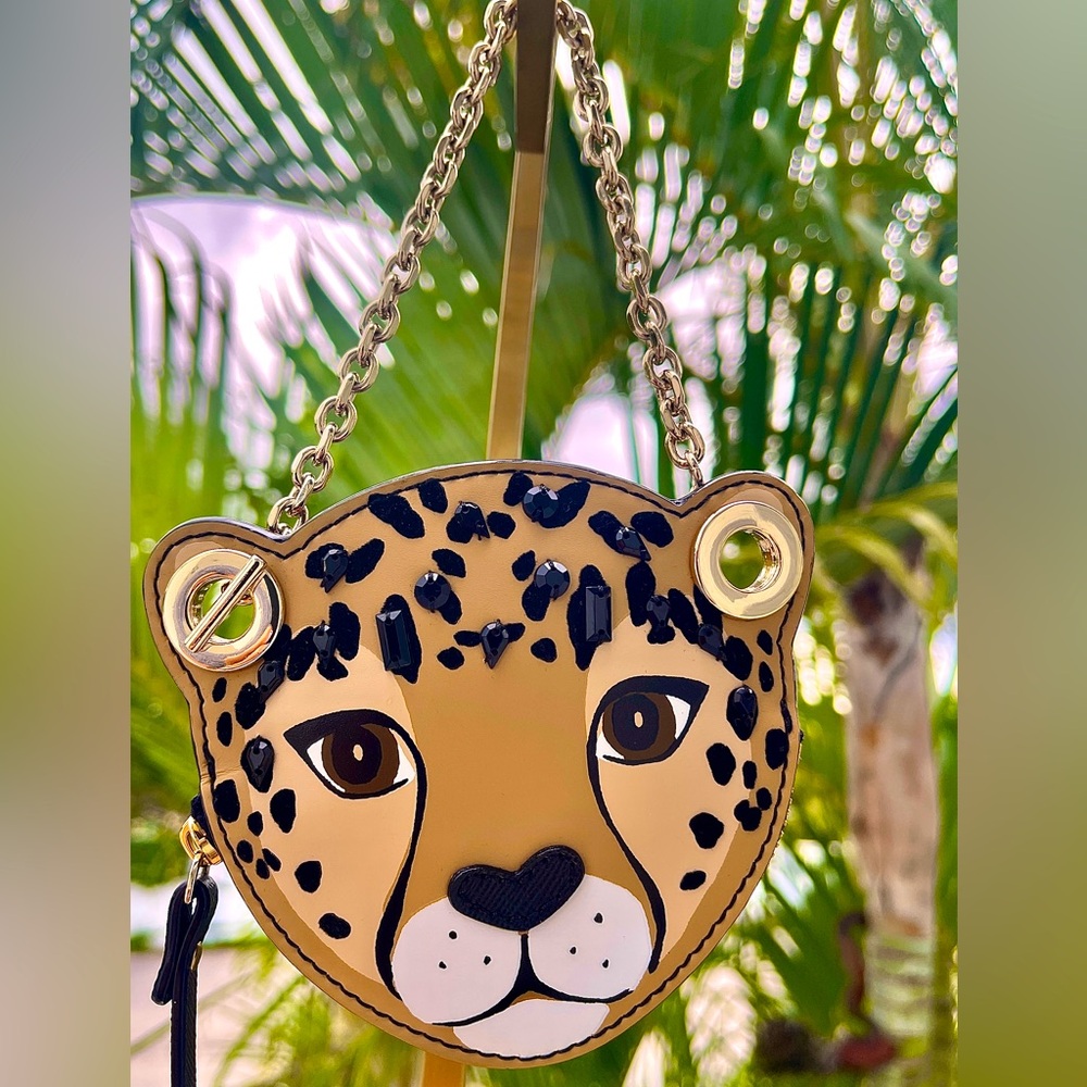 Kate Spade Cheetah Face Key & Card Holder - Brown and Black